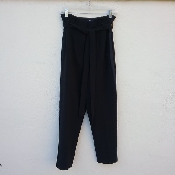 NWOT Black Paper Bag High Waisted Tuxedo Pants - Picture 1 of 16